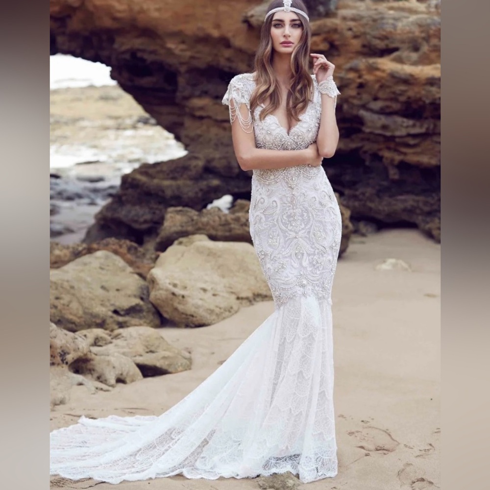 Beaded Anna Campbell Sierra Fit & Flare Embellished Wedding Gown